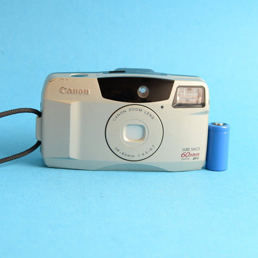 Canon SureShot 60 Zoom Date Film Camera | 35mm Point & Shoot | Tested & Working | Silver