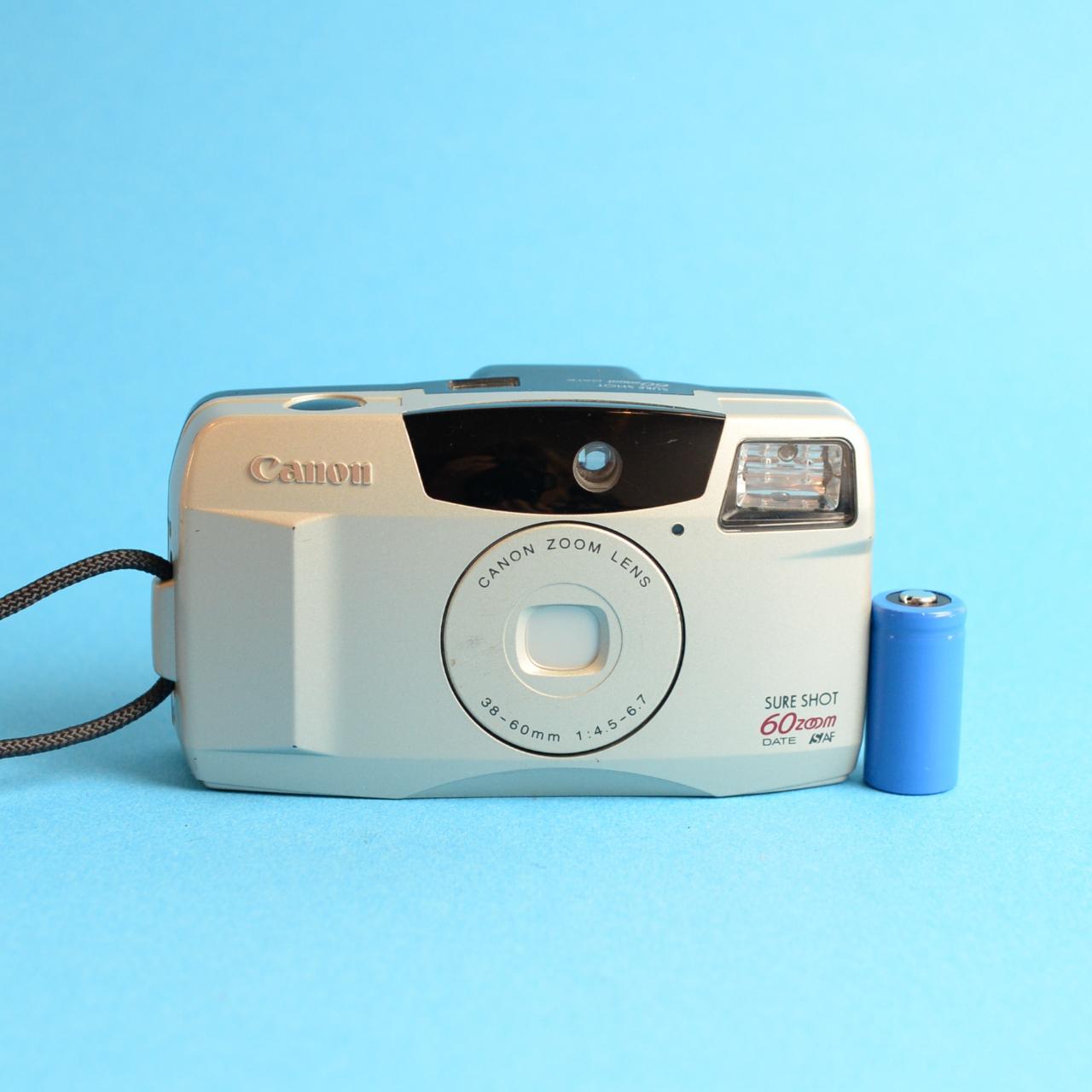 Canon Sure Shot 60 Zoom Film Camera | 35mm Point & Shoot | Tested & Working | Silver
