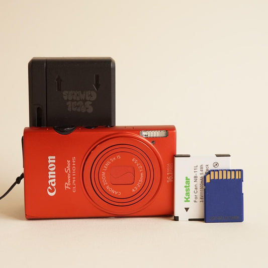 Canon PowerShot ELPH 110 HS Digital Camera | 16.1MP | Tested & Working | Orange-Red