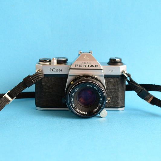 Pentax K1000 Film Camera with 50mm Lens | 35mm SLR | Tested & Working | Silver & Black