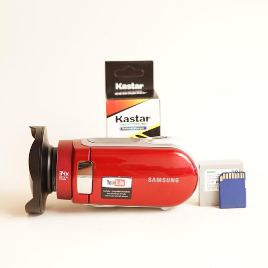 Samsung SC-MX20R Digital Camcorder w/Fisheye Lens | Tested & Working | Red