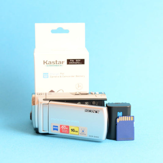 Sony Handycam DCR-SX63 Camcorder | 60x Zoom | Tested & Working | Silver