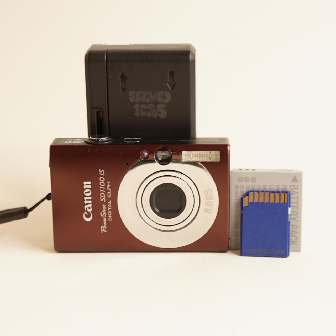 Canon PowerShot SD1100 IS Digital Camera | 8MP | Tested & Working | Burgundy Brown