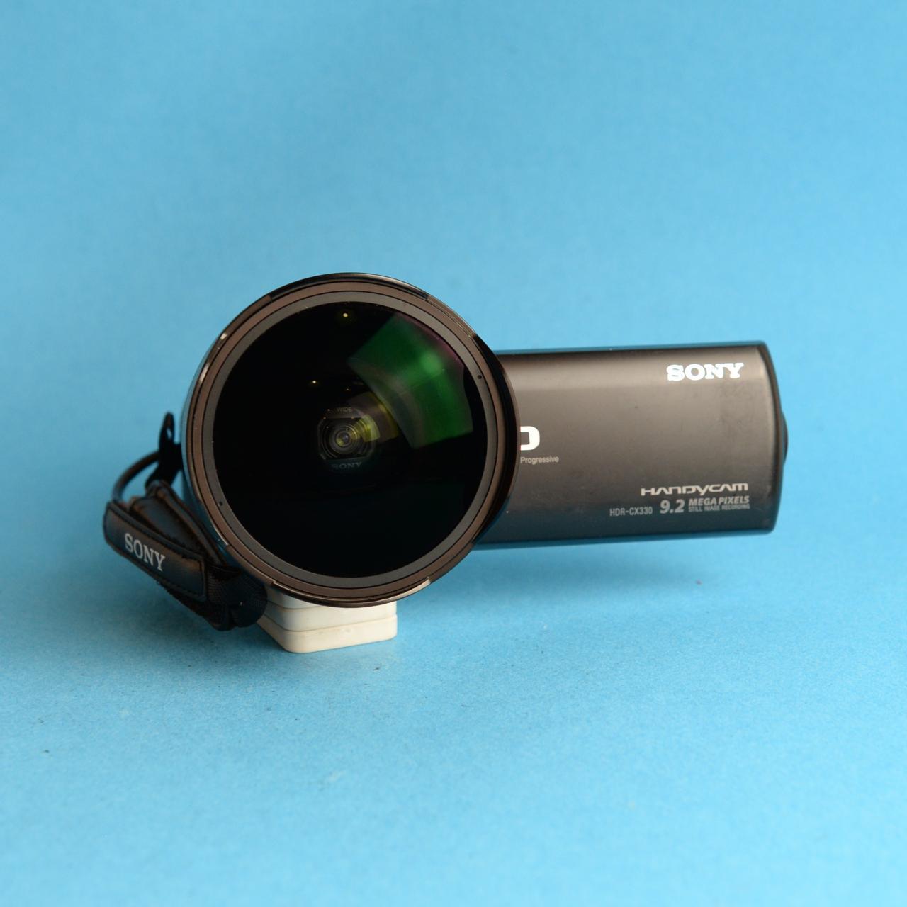 Sony Handycam HDR-CX330 w/ Fisheye Lens | Camcorder | Tested & Working | Black