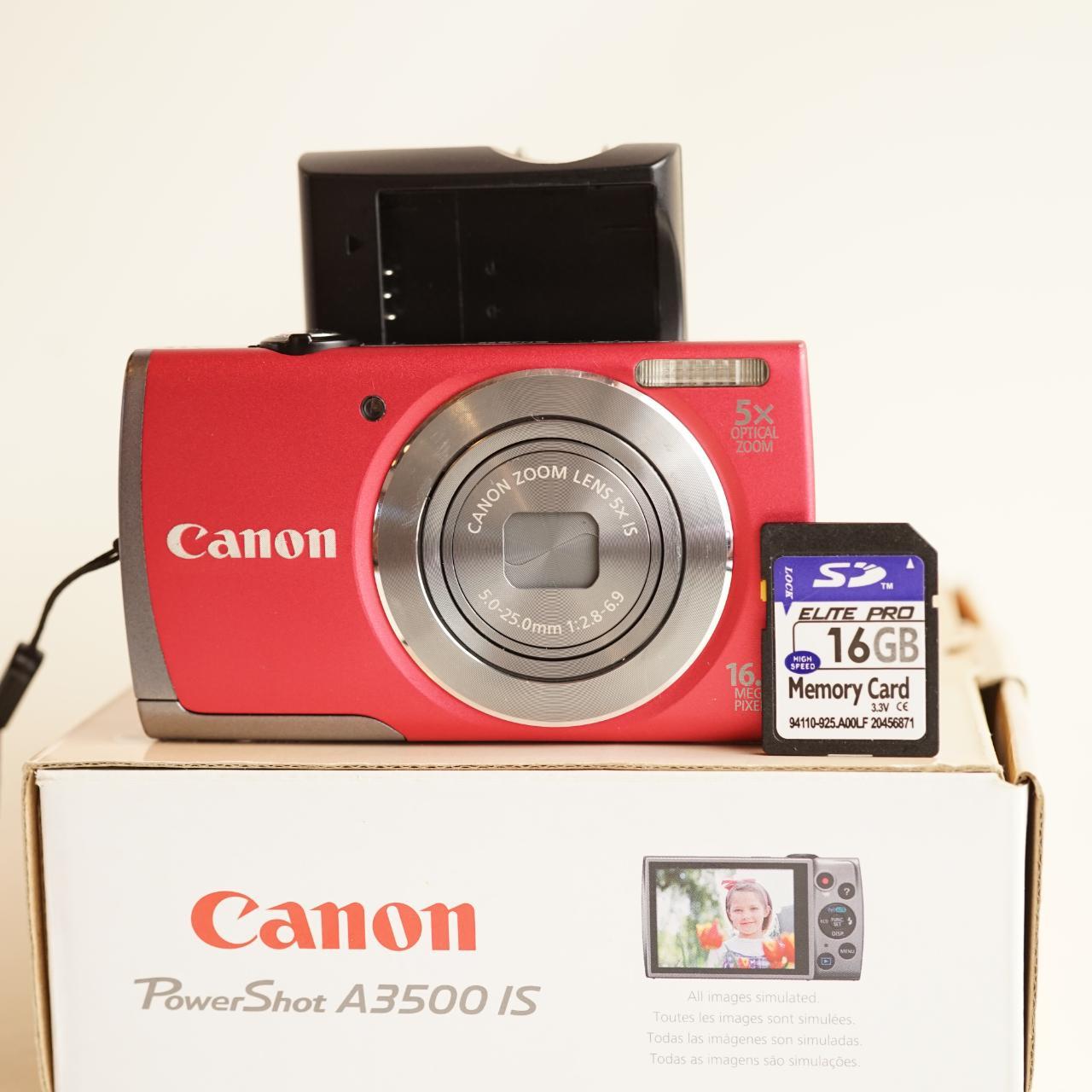 Canon PowerShot A3500 IS Digital Camera | 16MP | Tested & Working | Red/Pink