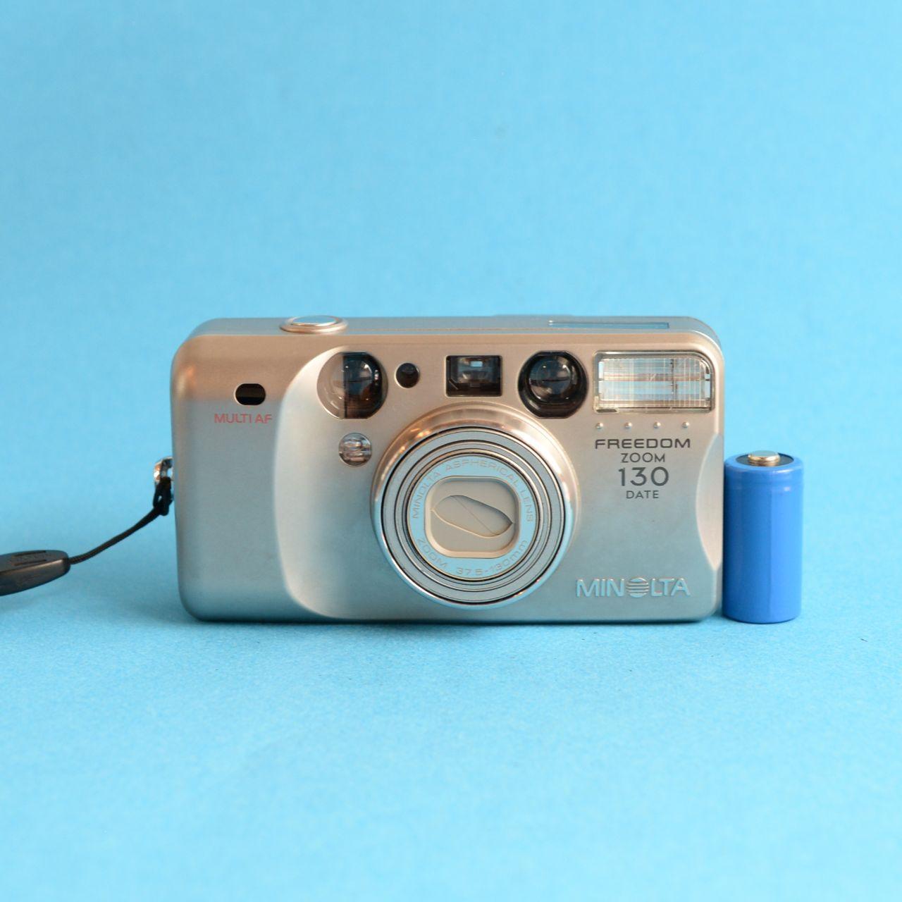 Minolta Freedom Zoom 130 Film Camera | 35mm Point & Shoot | Tested & Working | Silver