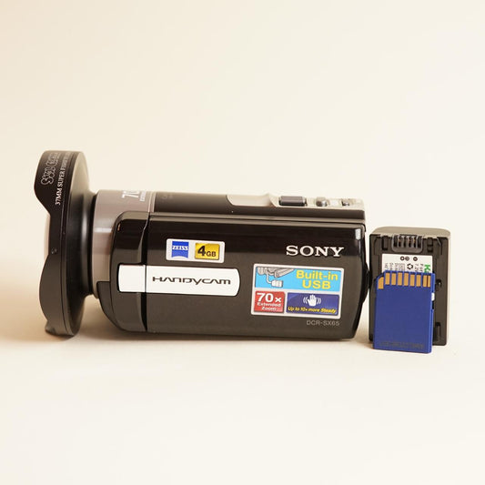 Sony Handycam DCR-SX65 Camcorder | W/SoCal Cameras Fisheye Lens | Tested & Working | Black