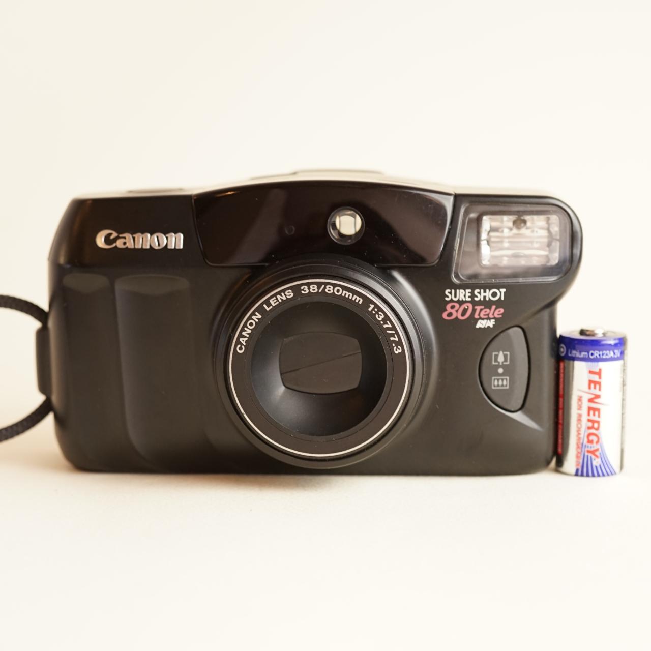 Canon Sure Shot 80 Tele Film Camera | 35mm Point & Shoot | Tested & Working | Black