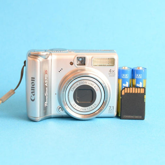 Canon PowerShot A570 IS Digital Camera | 7.1MP | Tested & Working | Silver
