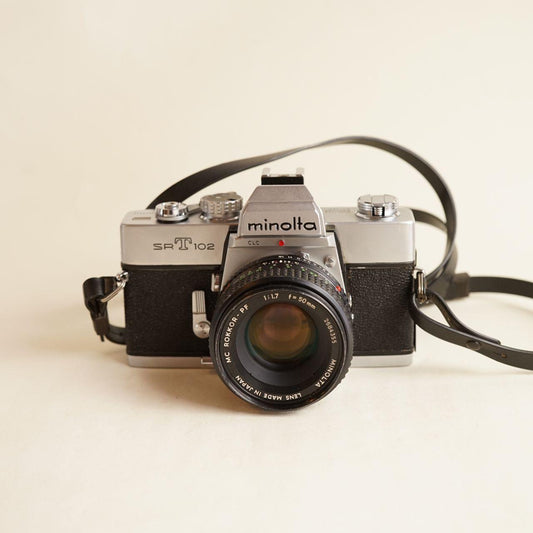 Minolta SRT102 Film Camera | 35mm SLR | Full CLA | Black & Silver