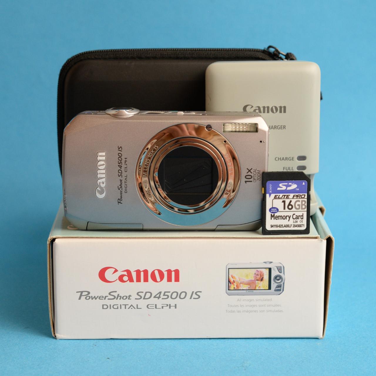 Canon PowerShot SD4500 IS Digital Camera | 10MP | Tested & Working | Silver
