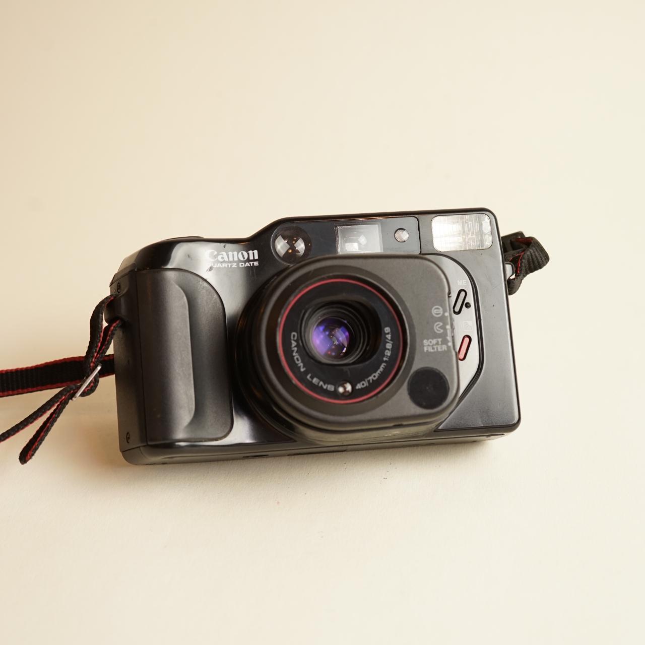 Canon SureShot Tele Quartz Date | 35mm Point & Shoot | Tested & Working | Black