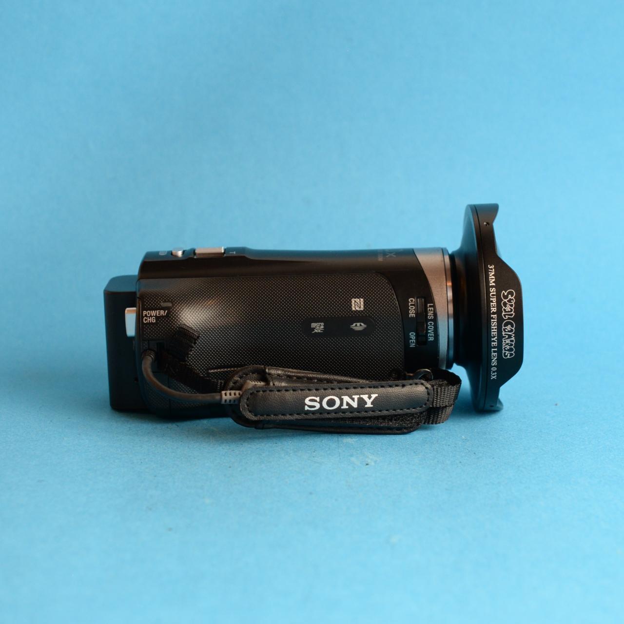 Sony Handycam HDR-CX330 w/ Fisheye Lens | Camcorder | Tested & Working | Black