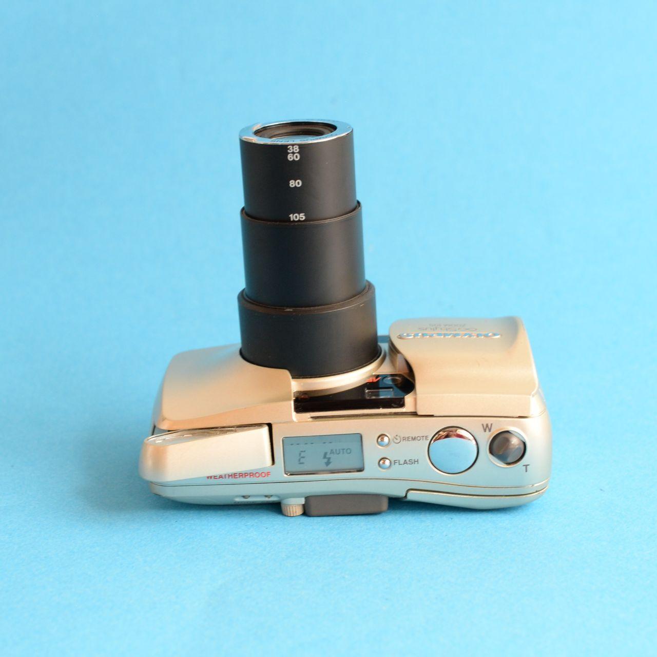 Olympus Infinity Stylus Zoom 105 Film Camera | 35mm Point & Shoot | Tested & Working | Cream