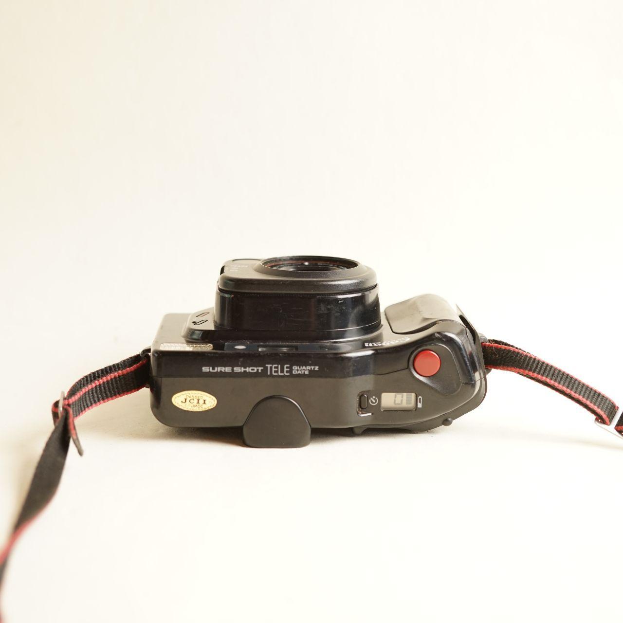 Canon Sure Shot Tele Quartz Date Film Camera | 35mm Point & Shoot | Tested & Working | Black