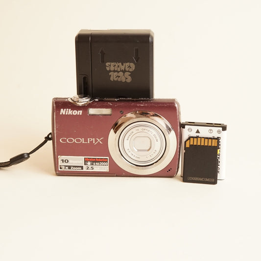 Nikon Coolpix S220 Digital Camera | 10MP | Tested & Working | Maroon