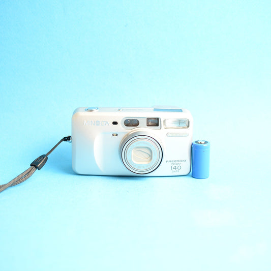 Minolta Freedom Zoom 140 Date Film Camera | 35mm Point & Shoot | Tested & Working | Silver
