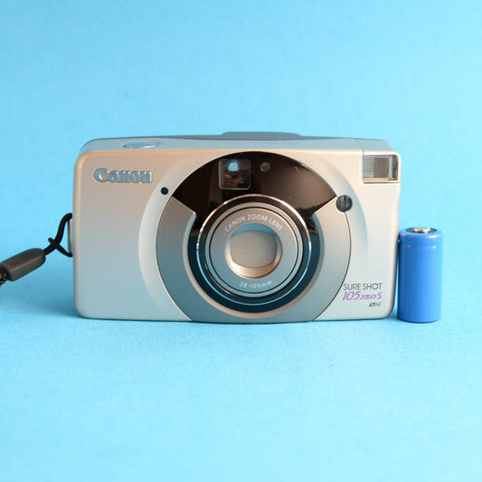 Canon Sure Shot 105 Zoom S Film Camera | 35mm Point & Shoot | Tested & Working | Silver