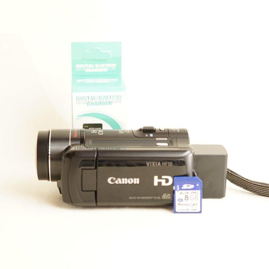 Canon VIXIA HF10 w/ 0.2x fisheye Camcorder | Tested & Working | Black