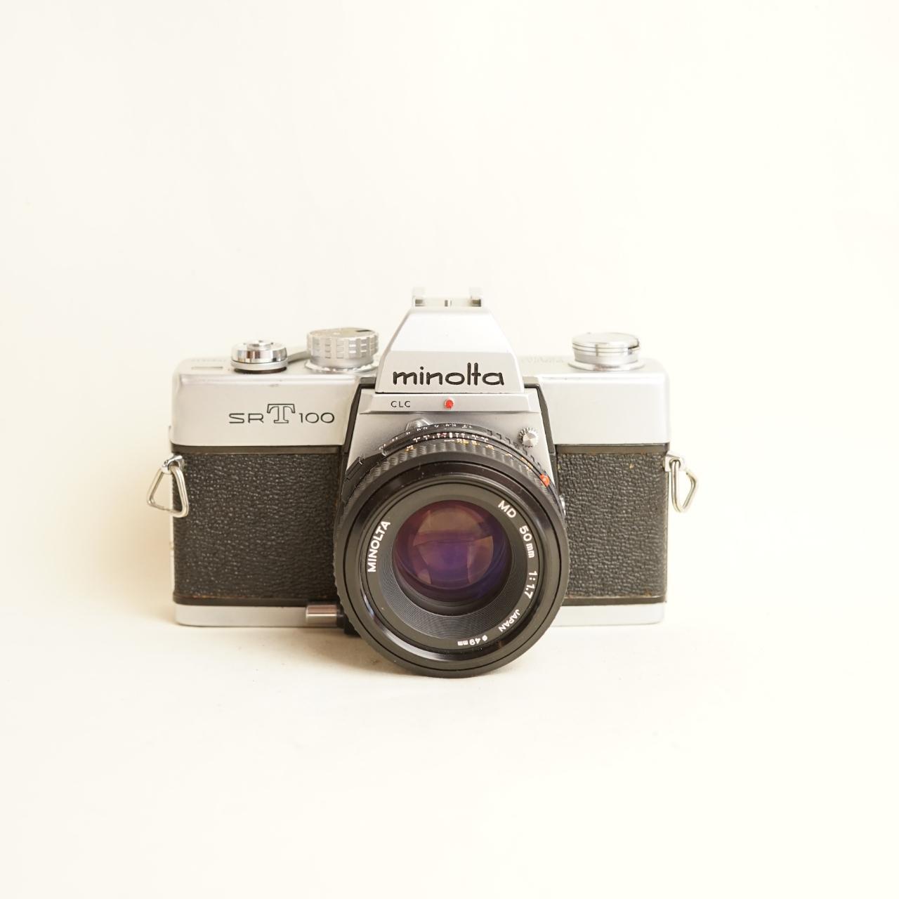 Minolta SRT-100 Film Camera w/ Minolta MD 50mm Lens | 35mm SLR | Tested & Working | Silver