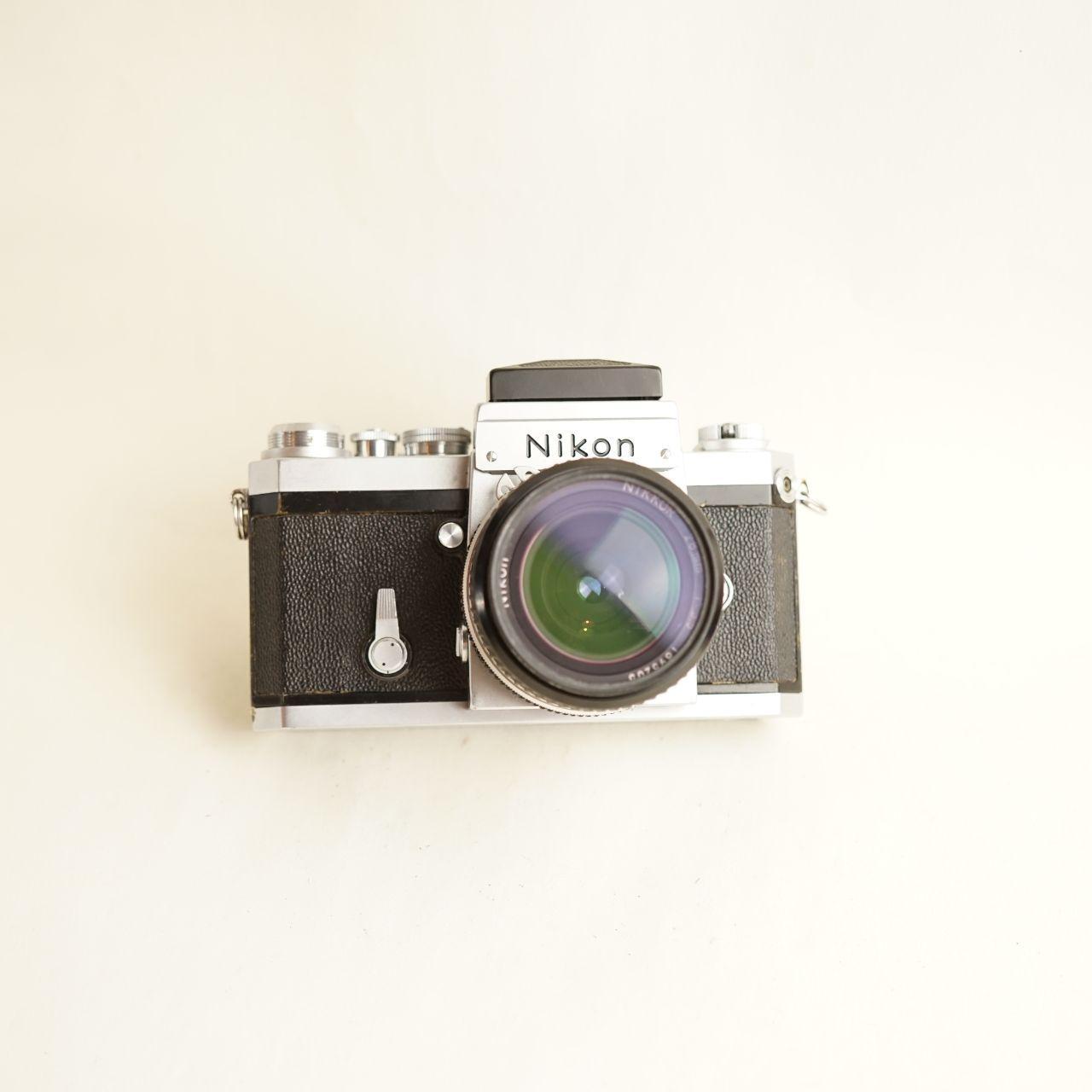 Nikon F SLR Film Camera + Nikon 28mm f/3.5 Lens + Waist-Level Viewfinder | 35mm SLR | Tested & Working | Silver & Black