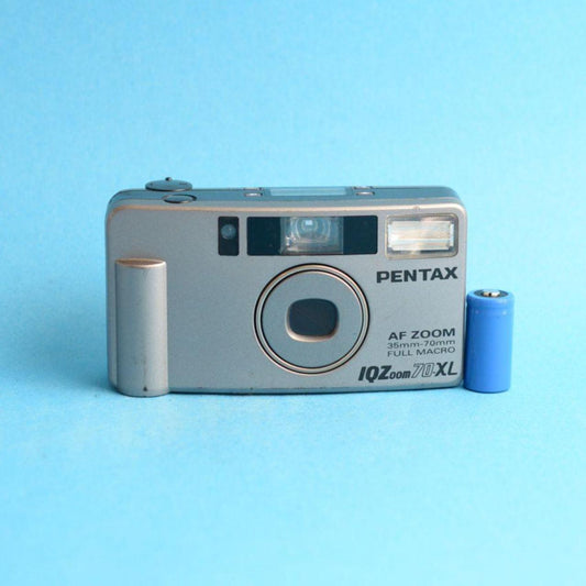 Pentax IQZoom 70 XL Film Camera | 35mm Point & Shoot | Tested & Working | Silver