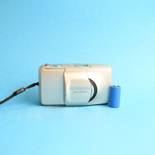 Olympus MJU Zoom 105 Film Camera | 35mm Point & Shoot | Tested & Working | Gold