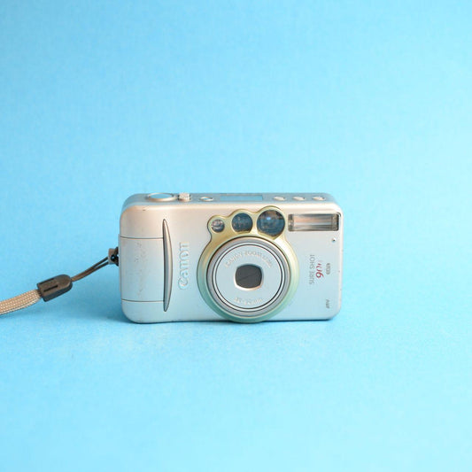 Canon Sure Shot 90u Film Camera | 35mm Point & Shoot | Tested & Working | Silver