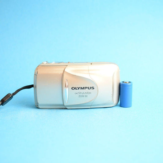 Olympus Infinity Stylus Epic Zoom 80 Film Camera | 35mm Point & Shoot | Tested & Working | Gold