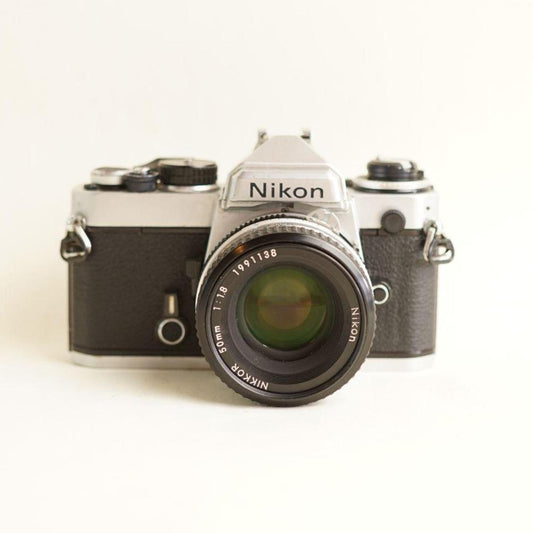 Nikon FE Film Camera | 35mm SLR | Tested & Working | Silver & Black