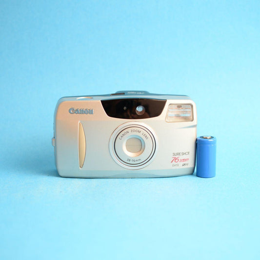 Canon Sure Shot 76 Date Zoom Film Camera | 35mm Point & Shoot | Tested & Working | Tan