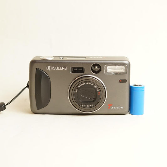 Kyocera T Zoom Film Camera | 35mm Point & Shoot | Tested & Working | Grey