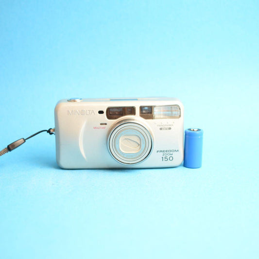 Minolta Freedom Zoom 150 Film Camera | 35mm Point & Shoot | Tested & Working | Silver