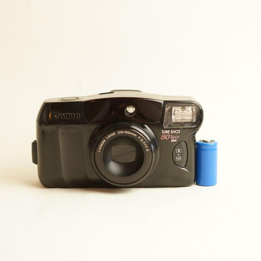 Canon Sure Shot 80 Tele Film Camera | 35mm Point & Shoot | Tested & Working | Black