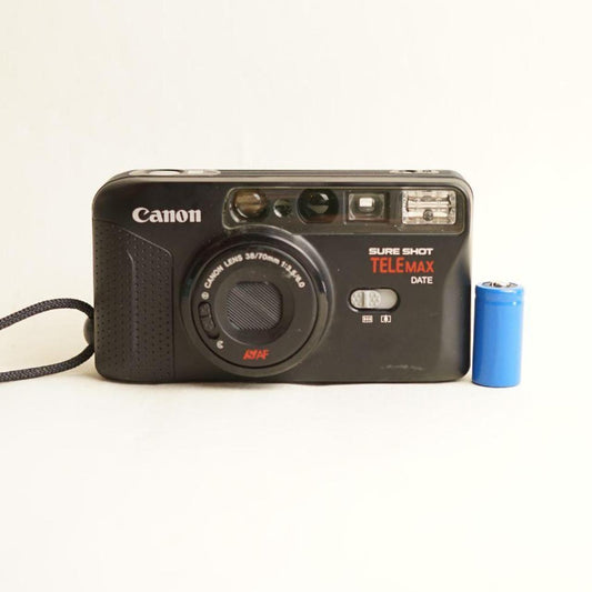 Canon Sure Shot Telemax Date Film Camera | 35mm Point & Shoot | Tested & Working | Black