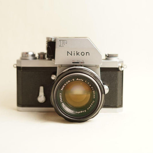 Nikon F SLR Film Camera | FULLY CLA'd | Nikkor-S Auto 50mm f/1.4 Lens | Tested & Working | Silver & Black
