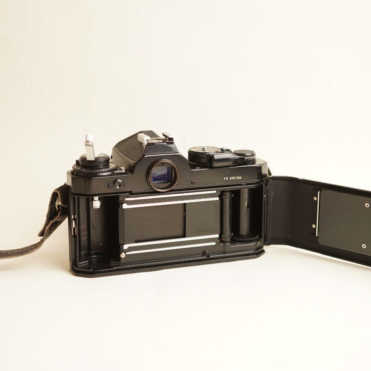 Nikon FE Film Camera + Nikon Series E 28mm f/2.8 Lens | 35mm SLR | Tested & Working | Silver & Black