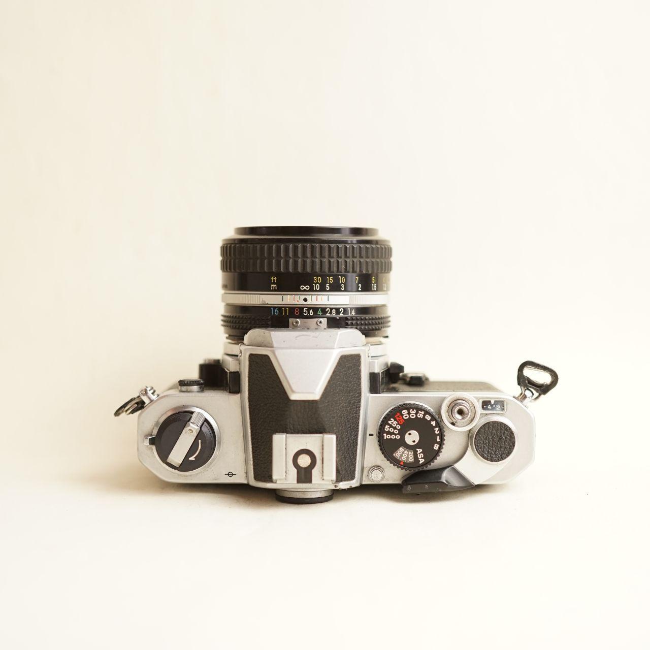 Nikon FM Film Camera + Nikon 50mm f/1.4 Lens | 35mm SLR | Tested & Working | Silver & Black