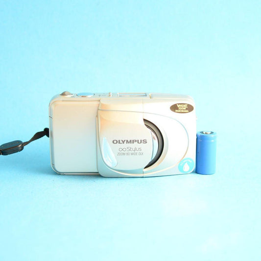 Olympus Infinity Stylus Zoom 80 Wide DLX Film Camera | 35mm Point & Shoot | Tested & Working | Gold