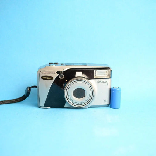 Olympus Superzoom 115 Film Camera | 35mm Point & Shoot | Tested & Working | Silver