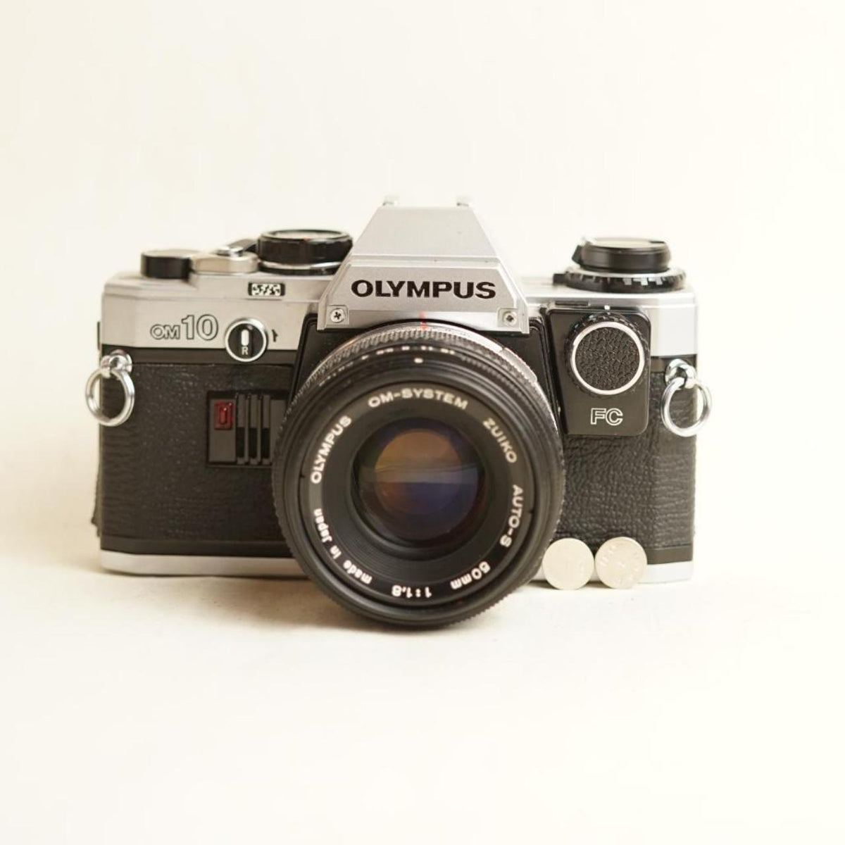 Olympus OM10 Film Camera + Olympus Auto-S 50mm f/1.8 Lens | 35mm SLR | Tested & Working | Silver & Black
