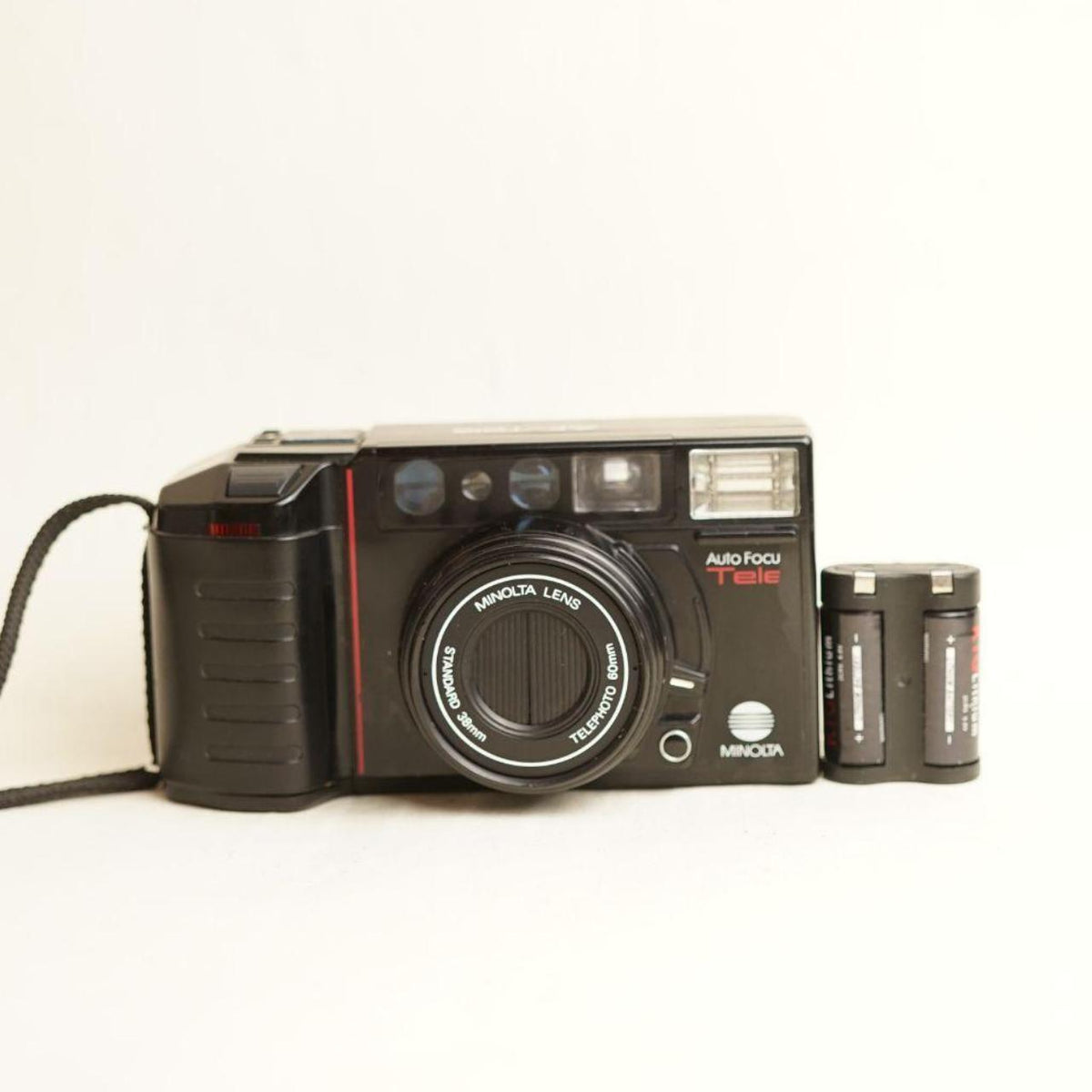 Minolta AF-Tele Film Camera | 35mm Point & Shoot | Tested & Working | Black
