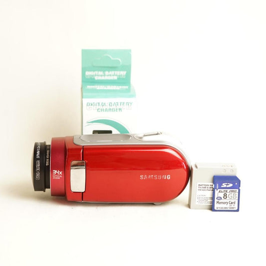Samsung SC-MX20ER w/ 0.2x Fisheye Digital Camcorder | Tested & Working | Red