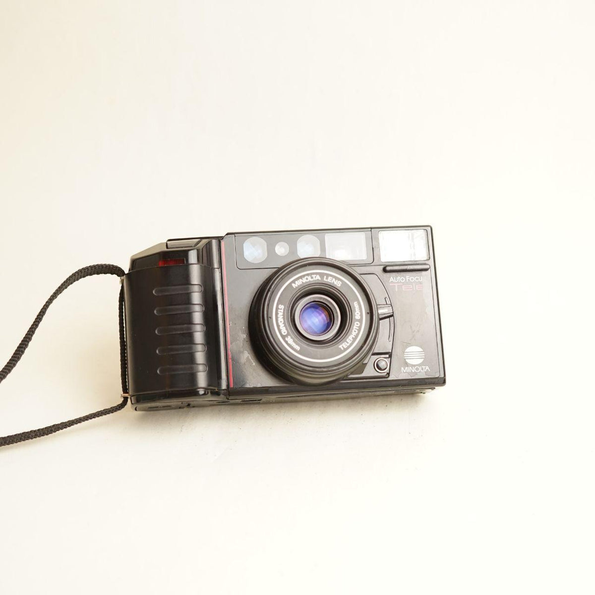 Minolta AF-Tele Film Camera | 35mm Point & Shoot | Tested & Working | Black