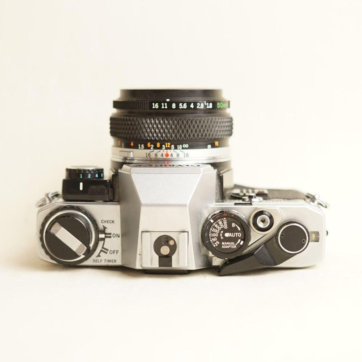 Olympus OM10 Film Camera + Olympus Auto-S 50mm f/1.8 Lens | 35mm SLR | Tested & Working | Silver & Black