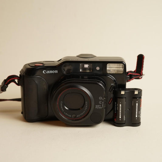 Canon SureShot Tele Film Camera | 35mm Point & Shoot | Tested & Working | Black