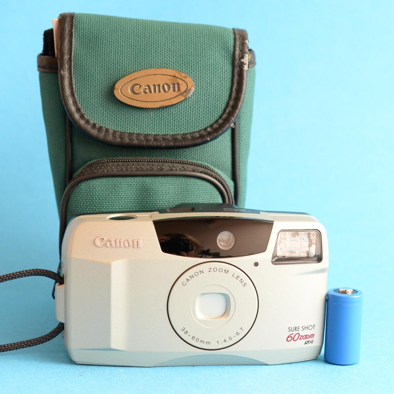 Canon Sure Shot 60 Zoom Film Camera | 35mm Point & Shoot | Tested & Working | Silver