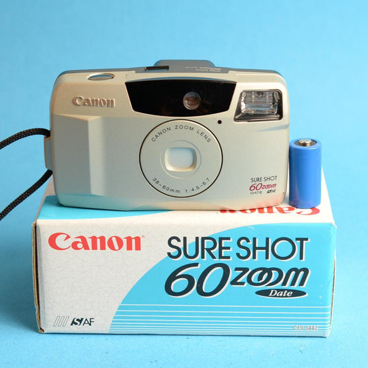 Canon SureShot 60 Zoom Date Film Camera | 35mm Point & Shoot | Tested & Working | Gold
