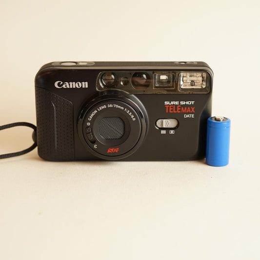 Canon Sure Shot Telemax Date 35mm Film Camera | Point and Shoot | Tested & Working | Black