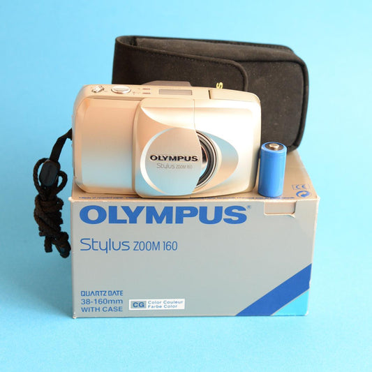 Olympus Stylus Zoom 160 Film Camera | 35mm Point & Shoot | Tested & Working | Silver